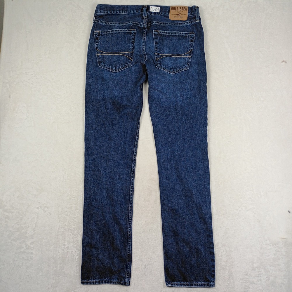 Hollister Slim Straight Jeans Mens 32x34 Blue Denim Casual Classic Streetwear